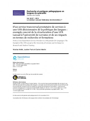Recherche Et Pratiques Pedagogiques En Langues De Specialite-cahiers De L Apliut雜志
