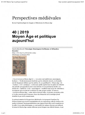 Perspectives Medievales-revue D'epistemologie Des Langues Et Litteratures Du Moy雜志